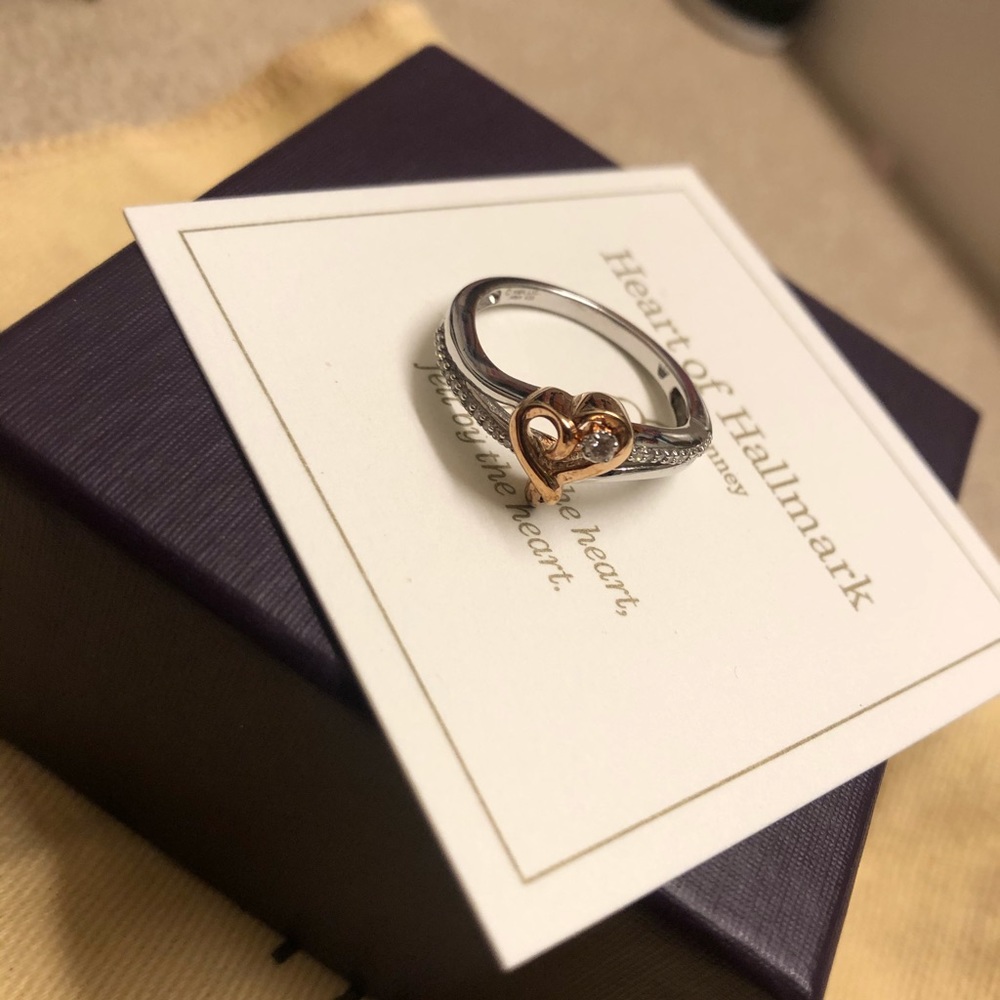 Diamond heart infinity ring/necklace set
